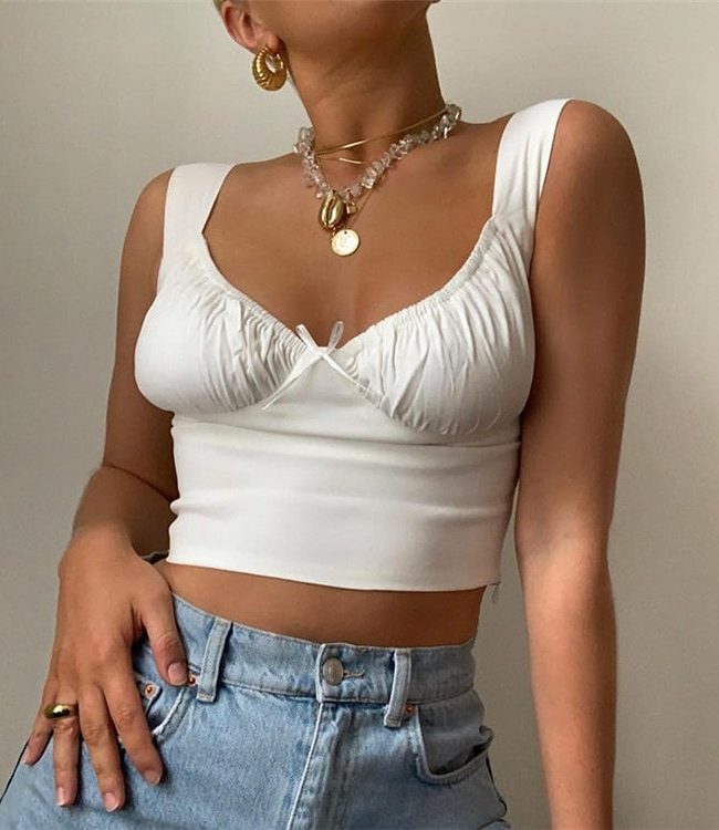 Ruched Bow Tie Crop Top